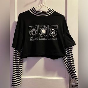 The Sun, The Moon, Destiny Woman’s Crop Top Long Sleeve Size Small